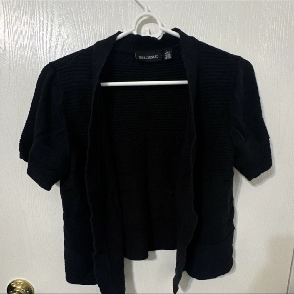 Nina Leonard Black Women's Cardigan